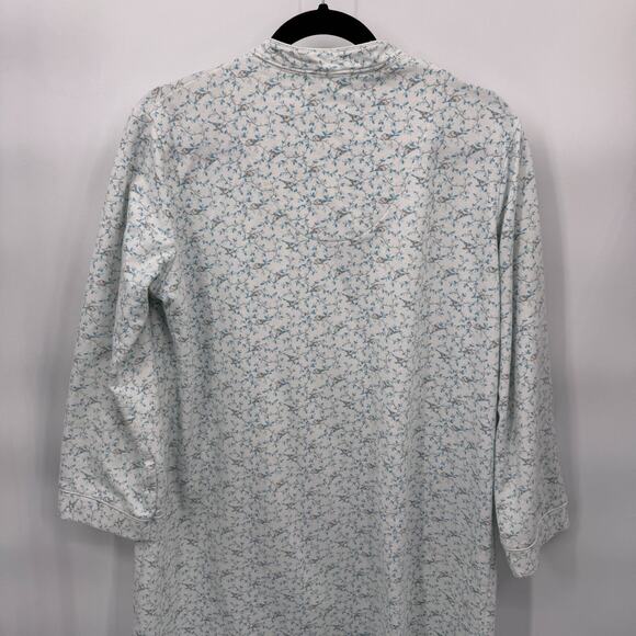 Miss Elaine Blue Jay Full Zip Robe Gown Womens Medium White Blue Cotton‎ Blend - Picture 5 of 8